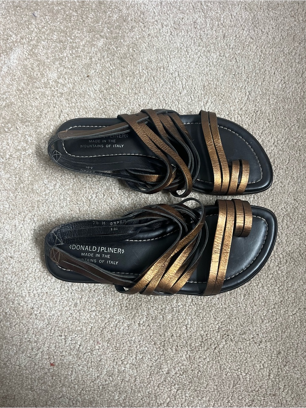 Donald J. Pliner Metallic Bronze Gefen Leather Strappy Women's Sling Back Sandal